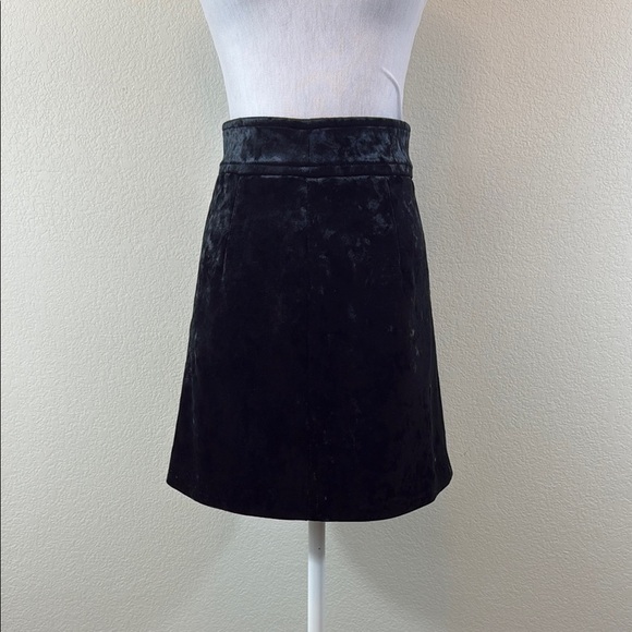 Sandro Velvet Black A-Line Mini Skirt Size 1